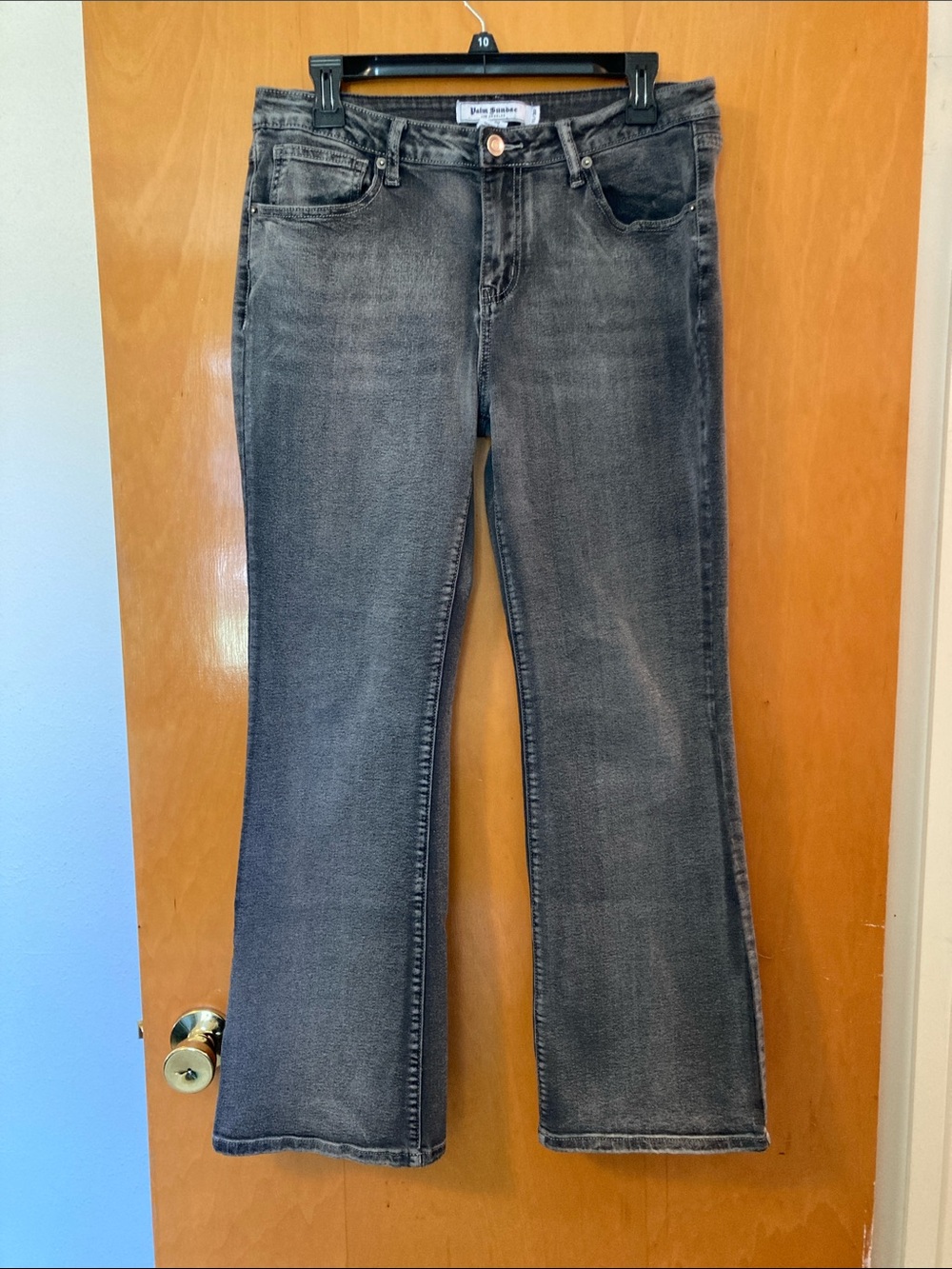 Mid-Rise Gray Flare Jeans